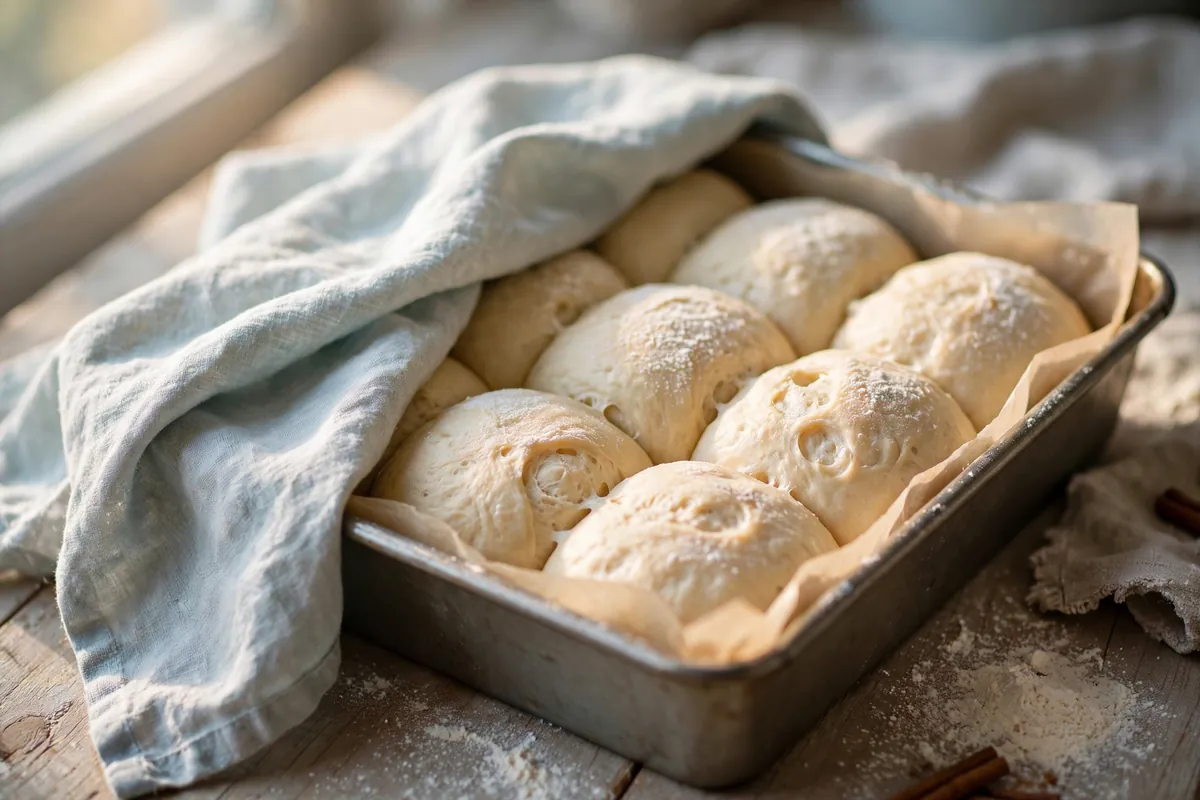 Rolls rising in a lined pan